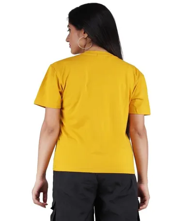 Women’s Stretchable Cotton Lycra Yellow Top for Women Casual Slim Fit Half Sleeve Round Neck Stylish Daily Wear Summer Fashion T Shirt Top for Girls Yellow XL thumbnail 3