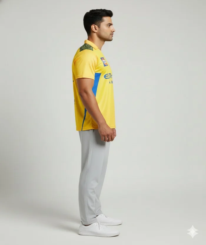 Men Chennai Super Kings CSK IPL Cricket Jersey T-Shirt Yellow Sports Fan Edition Half Sleeve Polyester Match Supporter Tee for Men Yellow S image 3