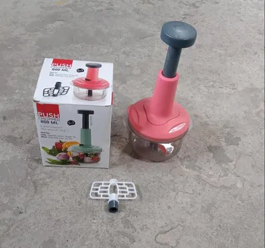 Manual Push Vegetable Chopper with Stainless Steel Blades and Transparent Bowl for Fast Kitchen Food Cutting thumbnail 6
