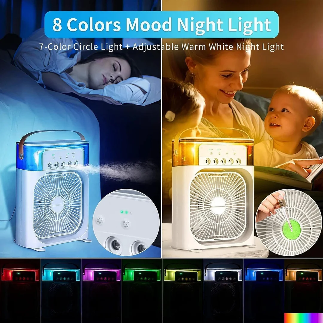  Spray Cold Fan with 3-Speed Mist, LED Lights & Type-C USB Charging | Personal Air Cooler Fan for Home, Office & Travel image 5