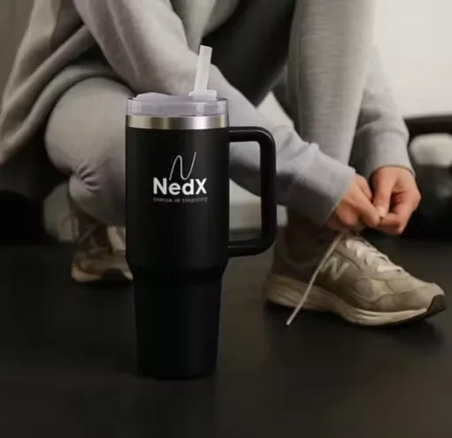 NedX 1200ml Stainless Steel Insulated Tumbler with Lid & Straw | Hot & Cold Travel Coffee Mug | Leak-Proof Large 40oz Vacuum Cup for Office, Home & Car (Black) image 3