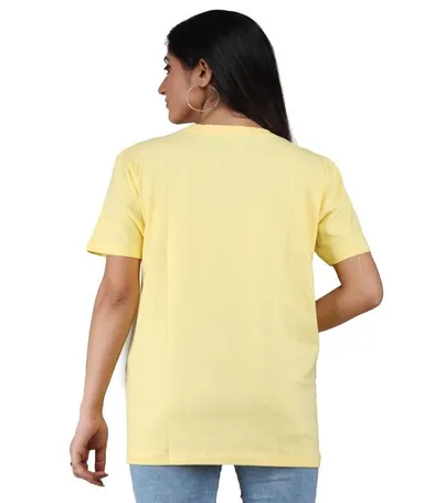 Women’s Yellow Half Sleeve Regular Fit Cotton T-Shirt | Soft Breathable Summer Wear Casual Tee for Daily Use, Office, Travel, Lounge & Street Style Fashion Top Yellow S thumbnail 3