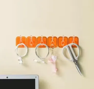 NedX 6 in 1 Adhesive Wall Hooks | Heavy Duty No Drill Multipurpose Sticky Hanger for Kitchen Bathroom Office thumbnail 1