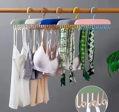 NedX 8-Hook Rotating Wall Mounted Storage Hanger for Bathroom & Kitchen | Multi-functional Adhesive Organizer Rack for Towels, Keys, Wardrobe & Home Use (White & Pink) thumbnail 2