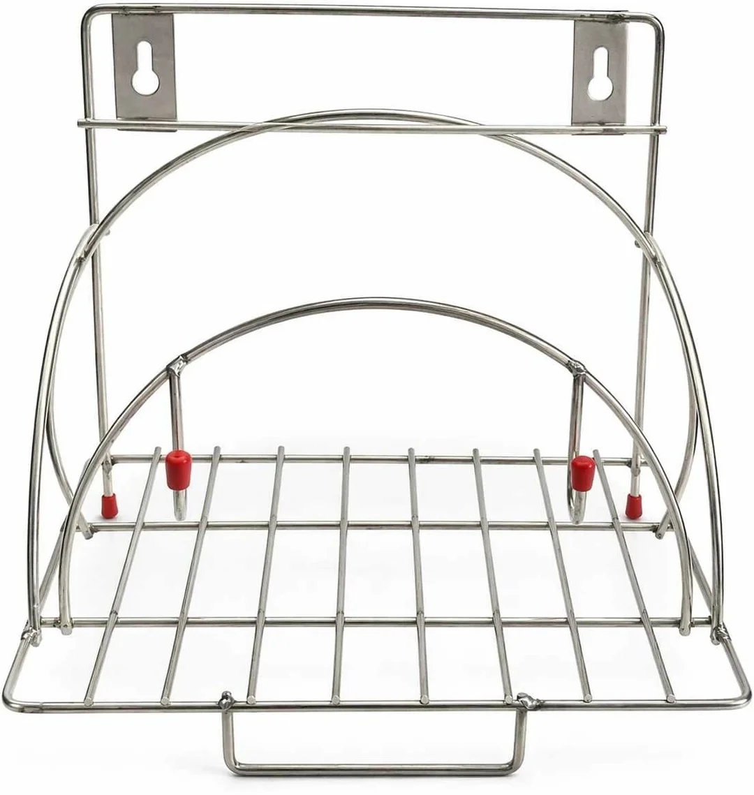 Grahsankalp Stainless Steel Chakla Belan Stand for Kitchen 4 in 1 Rust Free Kitchen Rack for Rolling Board Rolling Pin Tawa Storage Holder Durable Steel Organizer for Indian Kitchen image 2