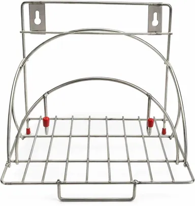 Grahsankalp Stainless Steel Chakla Belan Stand for Kitchen 4 in 1 Rust Free Kitchen Rack for Rolling Board Rolling Pin Tawa Storage Holder Durable Steel Organizer for Indian Kitchen thumbnail 1