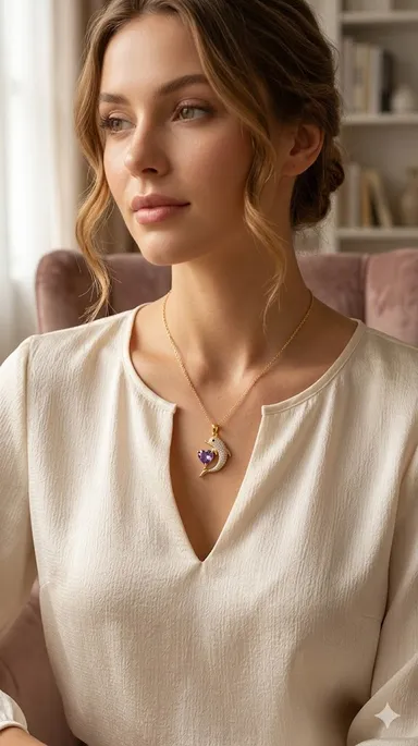 Pendant Necklace for Women and Girls, Stylish Chain Necklace for Party, Birthday, Anniversarry Gift for Wife, Birthday Gift for Girlfriend, Valentine Gift Chain Pendant thumbnail 2