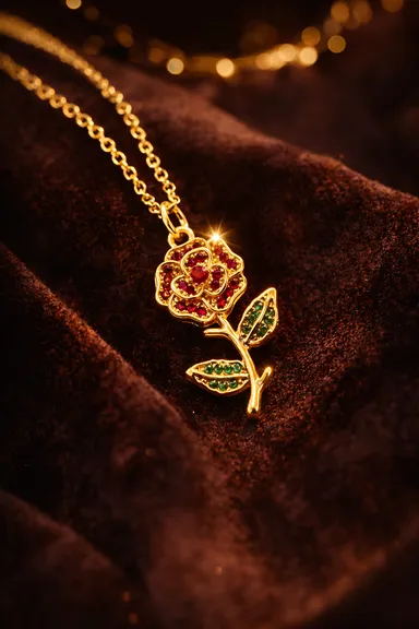 Crystal Pendant Chain Necklace | Gold Plated Chain with Locket for Women | Waterproof - Anti-Tarnish | Hypoallergenic | Skin Friendly | Lightweight - Gift for Wife, Girlfriend, Friend thumbnail 1