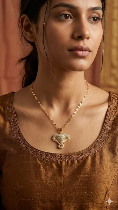 Crystal Pendant Chain Necklace | Gold Plated Chain with Locket for Women | Waterproof - Anti-Tarnish | Hypoallergenic | Skin Friendly | Lightweight - Gift for Wife, Girlfriend, Friend thumbnail 2