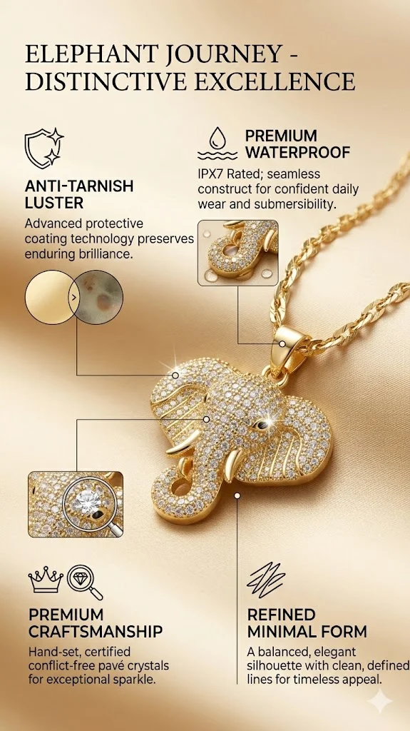 Crystal Pendant Chain Necklace | Gold Plated Chain with Locket for Women | Waterproof - Anti-Tarnish | Hypoallergenic | Skin Friendly | Lightweight - Gift for Wife, Girlfriend, Friend image 4