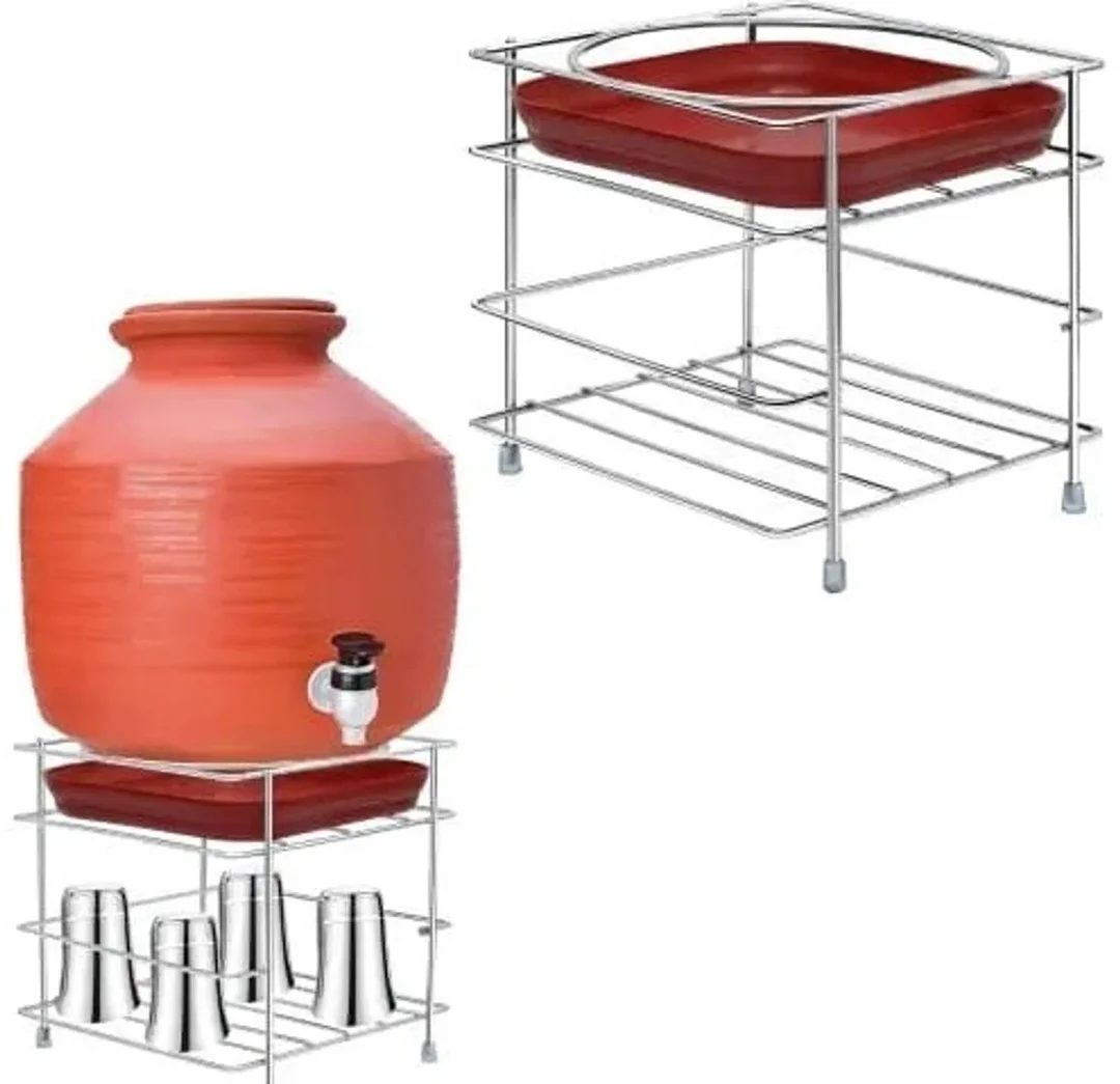 grahsankalp Stainless Steel Matka Kitchen Rack Stand for Clay Pot Water Storage | Rust Resistant Heavy Duty Matka Base Stand for Home Kitchen Dining Use image 1