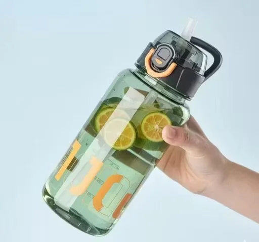 1 Litre Leak Proof Water Bottle with Lock System & Silicone Straw | 1000ml BPA Free Gym Sports Sipper Bottle for Office, School & Travel image 2