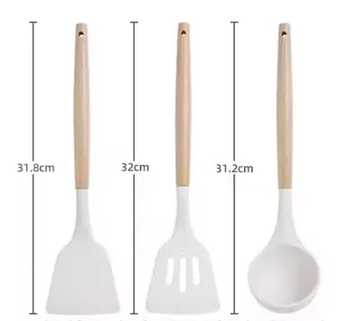 Silicone Spatula Set with Wooden Handle | Heat Resistant Non-Stick Kitchen Utensils thumbnail 1