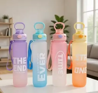 1000ml BPA Free Water Bottle with Straw & Safety Lock | Leakproof Sports Sipper Bottle for Gym, Travel, Hiking, School & Office Use | 1L Plastic Bottle with Carry Strap thumbnail 3