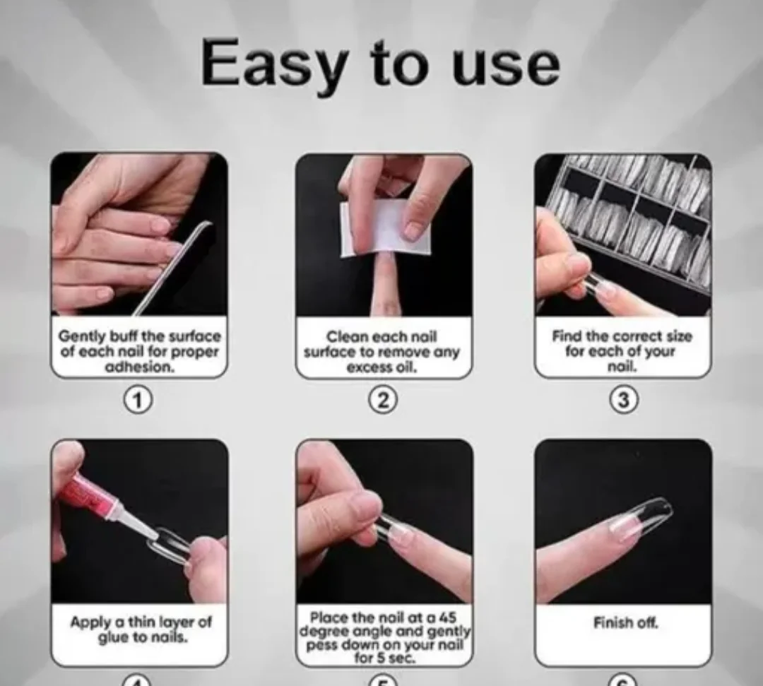 Clear Coffin Shape False Nail Tips (Full Cover & Half Cover Acrylic Extension Set image 3