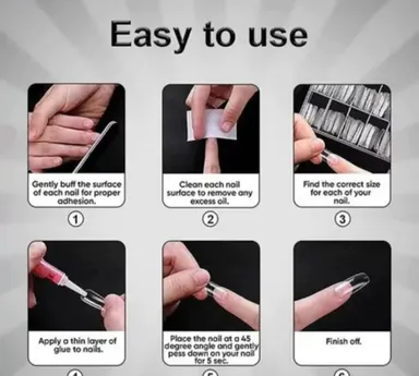 Clear Coffin Shape False Nail Tips (Full Cover & Half Cover Acrylic Extension Set thumbnail 2