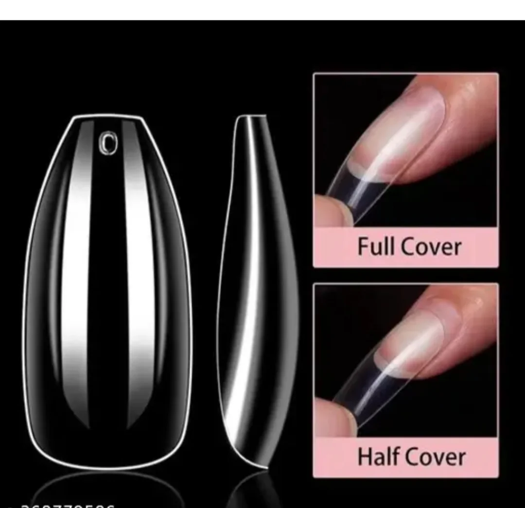 Clear Coffin Shape False Nail Tips (Full Cover & Half Cover Acrylic Extension Set image 4