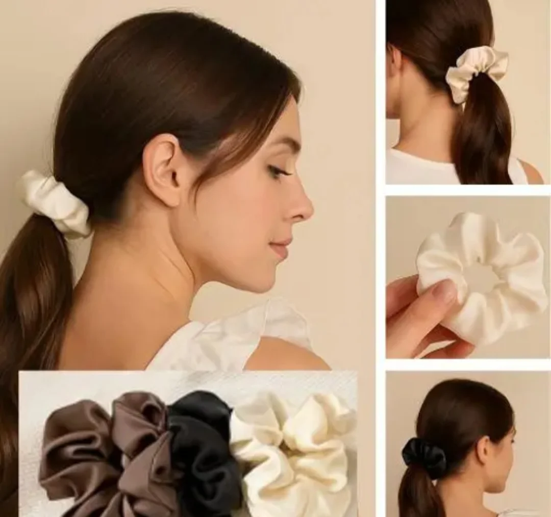 luxury oversized matte satin hair scrunchies pack of 5 for ponytail and bun styling image 3
