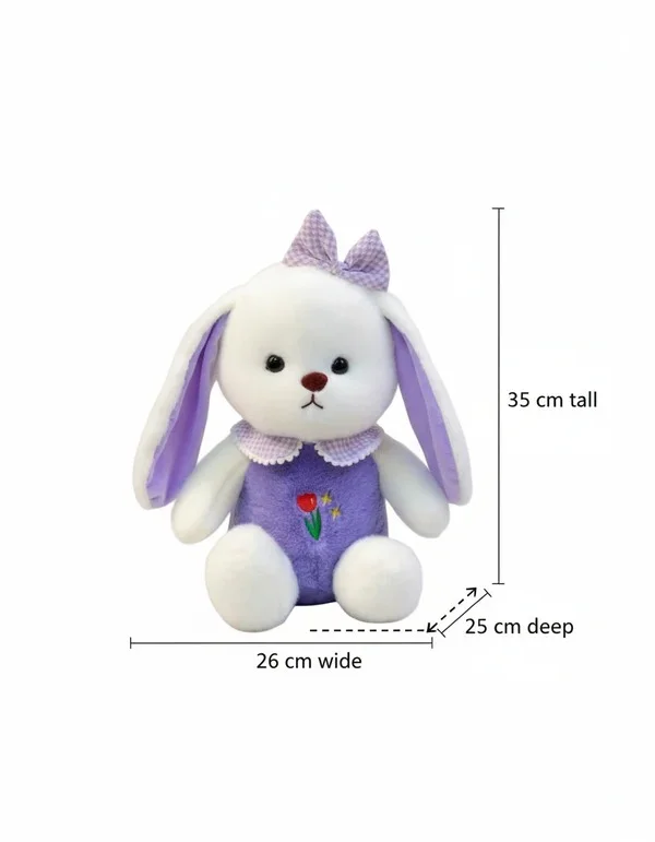 Plush Bunny Soft Toy 35 cm with Tulip Dress Ribbon Floppy Ears Stuffed Animal for Kids Gifting Cute Cuddly Baby Nursery Plush Toy image 3