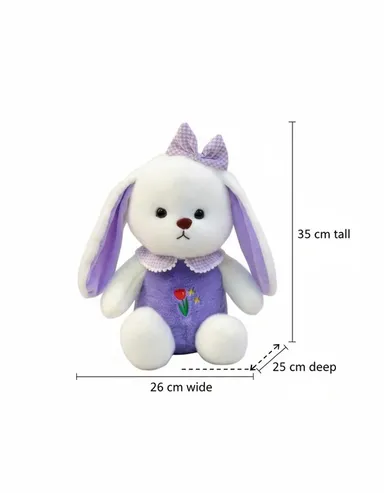  Plush Bunny Soft Toy 35 cm with Tulip Dress Ribbon Floppy Ears Stuffed Animal for Kids Gifting Cute Cuddly Baby Nursery Plush Toy thumbnail 2