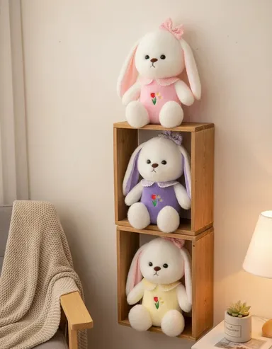  Plush Bunny Soft Toy 35 cm with Tulip Dress Ribbon Floppy Ears Stuffed Animal for Kids Gifting Cute Cuddly Baby Nursery Plush Toy thumbnail 3