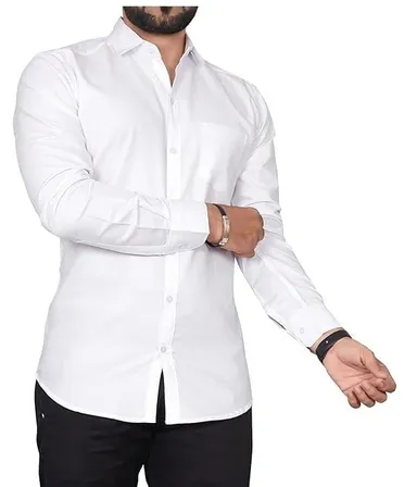 Men’s 100% Cotton Long Sleeve White Button Down Shirt for Men Formal Casual Office Wear Breathable Full Sleeve Mens Dress Shirt Large Size L WHTSH01 White Shirt M thumbnail 0