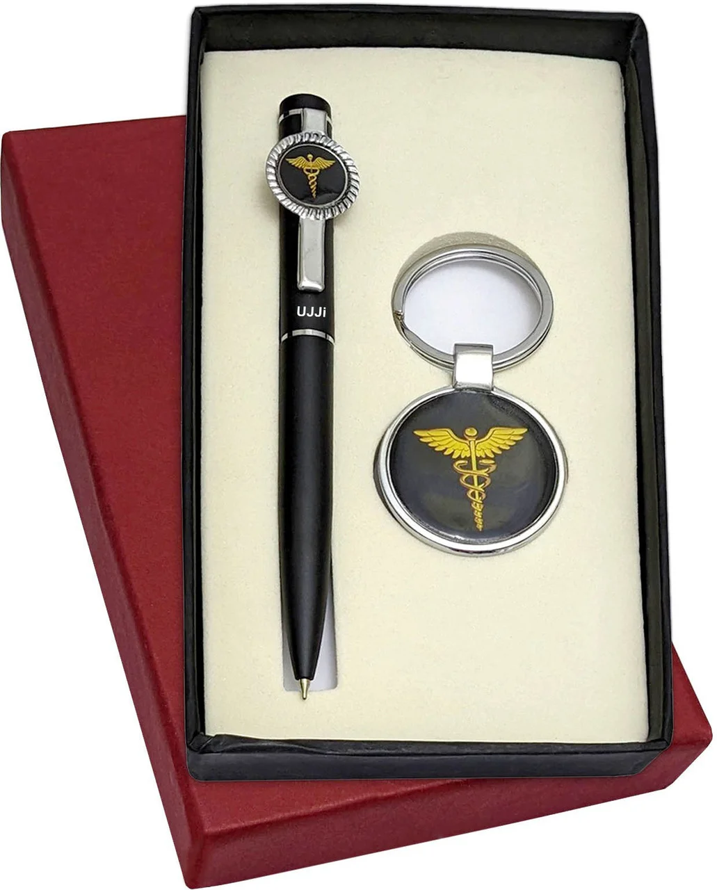 UJJi 2-in-1 Doctor Logo Keyring & Ball Pen Combo Gift Set for Doctors | Premium Metal Keychain and Pen Set | Medical Theme Gift for MBBS Doctors, Nurses & Medical Students image 2