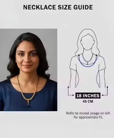 Trendy Gold Plated Short Mangalsutra for Women with Traditional Black Beads Stylish Daily Wear Ethnic Jewellery Gift for Wife Married Women thumbnail 2