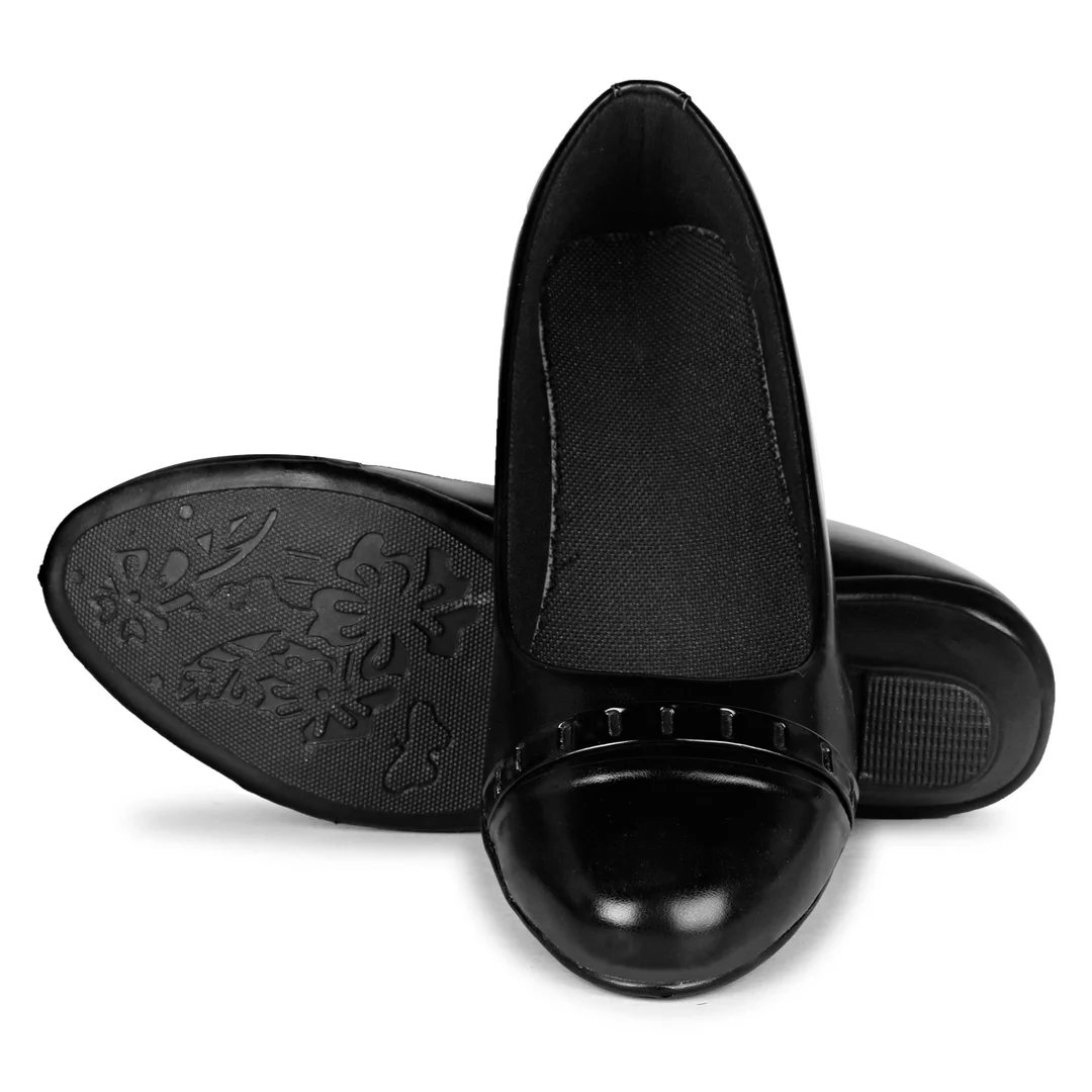 Women’s Formal Black Synthetic Leather Wedge Pumps Shoes with Decorative Toe Strap Comfortable Low Heel Office Wear Work Wear Daily Use Slip On Fashion Footwear for Women Black 3 UK image 5