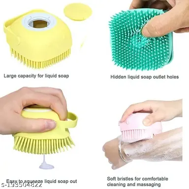 Premium Silicone' Bath Brush with Shampoo Dispenser | Soft Scalp Massage & Hair Wash Brush thumbnail 1