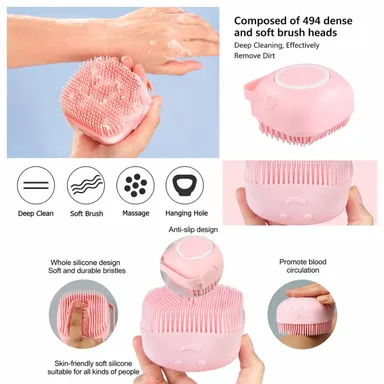 Premium Silicone' Bath Brush with Shampoo Dispenser | Soft Scalp Massage & Hair Wash Brush thumbnail 2