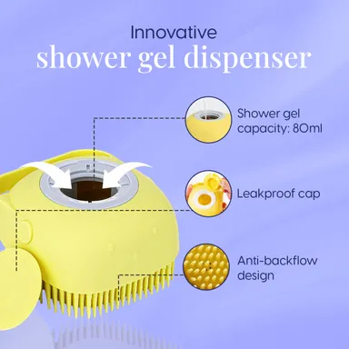 Premium Silicone' Bath Brush with Shampoo Dispenser | Soft Scalp Massage & Hair Wash Brush thumbnail 5
