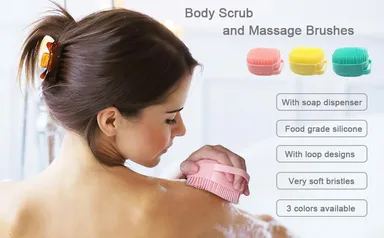 Premium Silicone' Bath Brush with Shampoo Dispenser | Soft Scalp Massage & Hair Wash Brush thumbnail 6