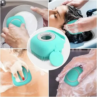 Premium Silicone' Bath Brush with Shampoo Dispenser | Soft Scalp Massage & Hair Wash Brush thumbnail 7