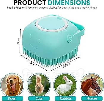 Premium Pet Bath Brush with Shampoo Dispenser | Soft Silicone' Dog & Cat Grooming Brush | Massage Comb for Pets (Multicolor) image 2
