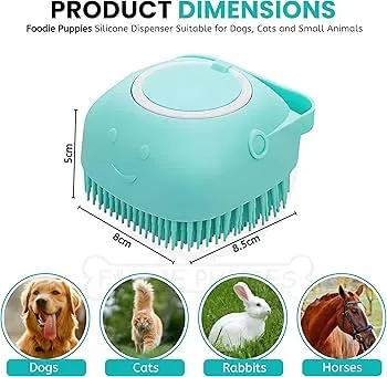Premium Pet Bath Brush with Shampoo Dispenser | Soft Silicone' Dog & Cat Grooming Brush | Massage Comb for Pets (Multicolor) thumbnail 1