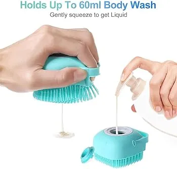 Premium Pet Bath Brush with Shampoo Dispenser | Soft Silicone' Dog & Cat Grooming Brush | Massage Comb for Pets (Multicolor) thumbnail 2