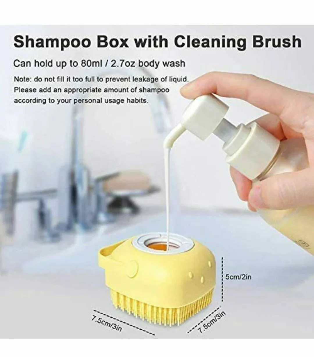 Premium Pet Bath Brush with Shampoo Dispenser | Soft Silicone' Dog & Cat Grooming Brush | Massage Comb for Pets (Multicolor) image 5
