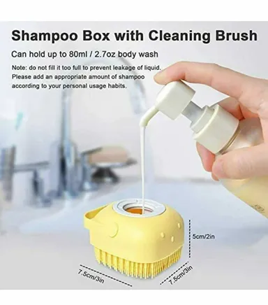 Premium Pet Bath Brush with Shampoo Dispenser | Soft Silicone' Dog & Cat Grooming Brush | Massage Comb for Pets (Multicolor) thumbnail 4