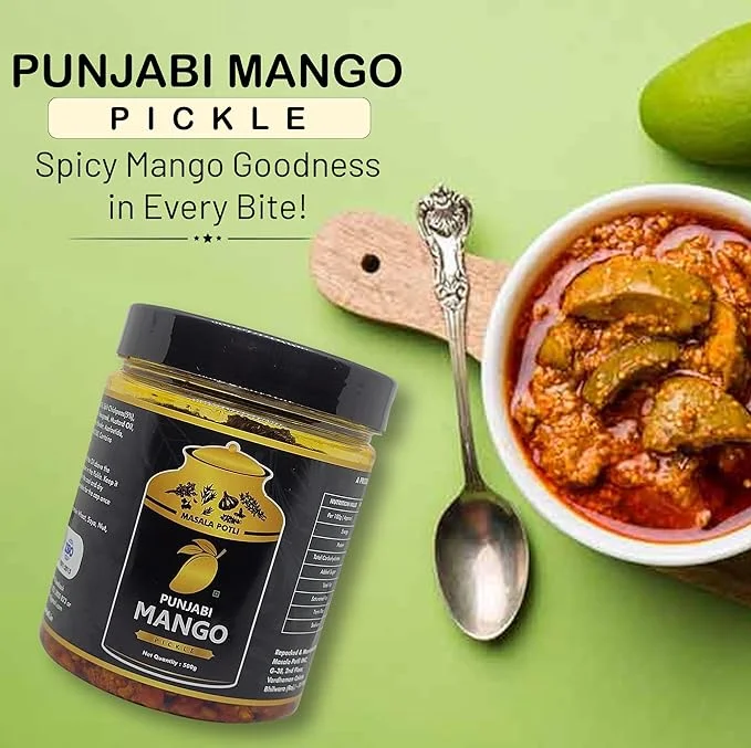 Masala Potli Punjabi Mango Pickle 500g Homemade Style Aam Ka Achar Keri Ka Achar with Traditional Punjabi Spices Tangy Spicy Indian Mango Pickle No Preservatives Meal Side Dish image 3