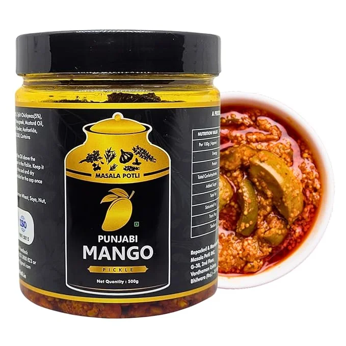 Masala Potli Punjabi Mango Pickle 500g Homemade Style Aam Ka Achar Keri Ka Achar with Traditional Punjabi Spices Tangy Spicy Indian Mango Pickle No Preservatives Meal Side Dish image 1
