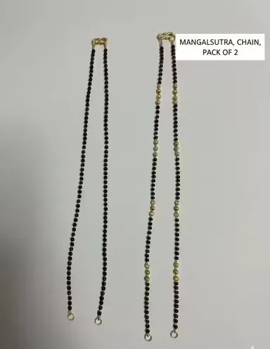 Pack of 2 Traditional Black Beads Mangalsutra Chain for Women Single Mala 18 Inch Gold Plated Plain Mangalsutra Chain Compatible with Any Pendant Lightweight Daily Wear Fashion Jewellery Ethnic Office Wear Bridal Use Jewelry Set thumbnail 1