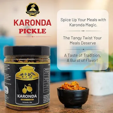 Masala Potli Karonda Pickle 500g Homemade Indian Cranberry Achaar | Traditional Spicy Karvanda Pickle with Natural Ingredients | Tangy Healthy Summer Pickle Rich in Vitamins & Antioxidants thumbnail 1