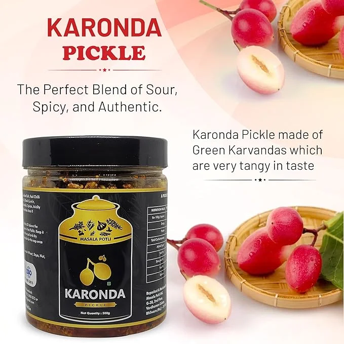 Masala Potli Karonda Pickle 500g Homemade Indian Cranberry Achaar | Traditional Spicy Karvanda Pickle with Natural Ingredients | Tangy Healthy Summer Pickle Rich in Vitamins & Antioxidants image 3