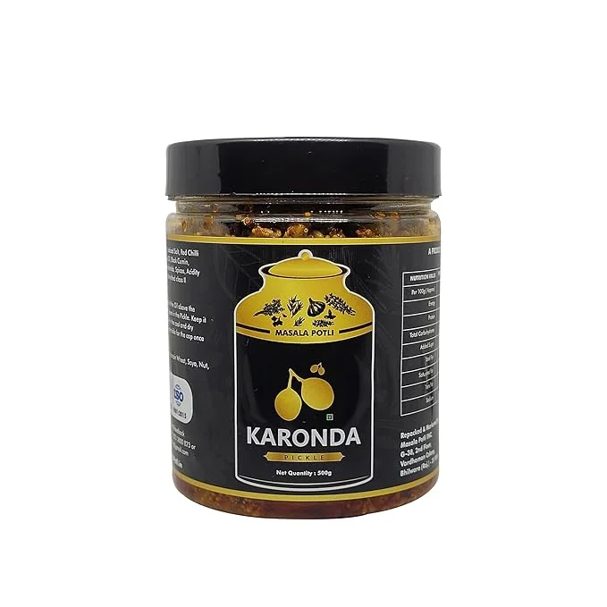 Masala Potli Karonda Pickle 500g Homemade Indian Cranberry Achaar | Traditional Spicy Karvanda Pickle with Natural Ingredients | Tangy Healthy Summer Pickle Rich in Vitamins & Antioxidants image 1