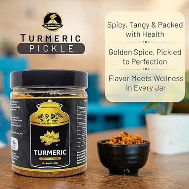 Masala Potli Turmeric Pickle 500g | Traditional Haldi Ka Achar with Authentic Indian Spices | Homemade Style Fresh Turmeric Pickle | No Artificial Preservatives | Healthy Spicy Indian Pickle for Daily Meals, Paratha, Khichdi & Rice thumbnail 1