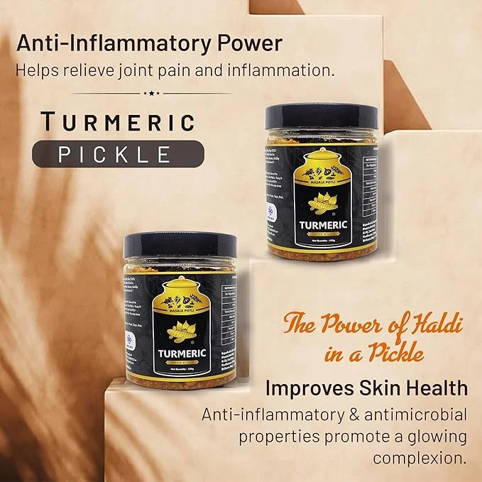 Masala Potli Turmeric Pickle 500g | Traditional Haldi Ka Achar with Authentic Indian Spices | Homemade Style Fresh Turmeric Pickle | No Artificial Preservatives | Healthy Spicy Indian Pickle for Daily Meals, Paratha, Khichdi & Rice image 4