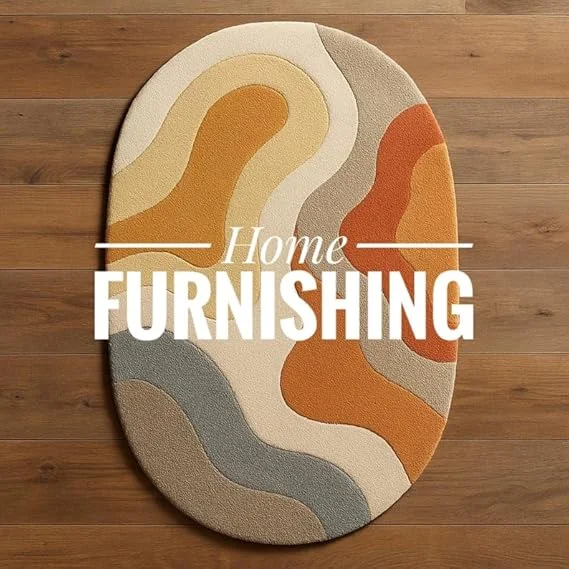 HOME FURNISHING Modern Abstract Oval Area Rug 4x6 Feet Hand Tufted Carpet with Wavy Pattern in Orange Grey Cream for Living Room Bedroom Hallway Luxury Soft Floor Rug for Home Decor image 4