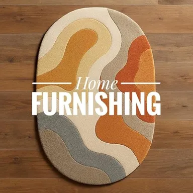 HOME FURNISHING Modern Abstract Oval Area Rug 4x6 Feet Hand Tufted Carpet with Wavy Pattern in Orange Grey Cream for Living Room Bedroom Hallway Luxury Soft Floor Rug for Home Decor thumbnail 3