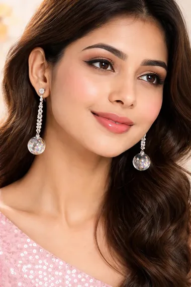SHREE RIDDHIVE Crystal Dangle Earrings for Women Silver Beaded Drop Earrings Party Wear Korean Style Danglers Fashion Jewellery for Girls Wedding Festive Gift Accessories thumbnail 1